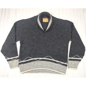 Vintage McGregor Shawl Collar Sweater Mens 44 Orlon Knit Nordic Grey Made in USA
